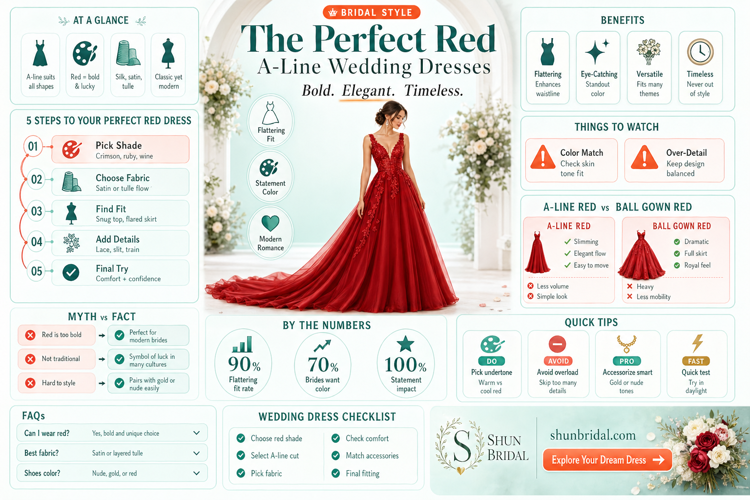 a-line red wedding dress