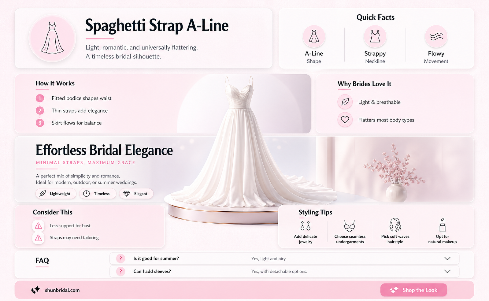 a-line spaghetti strap wedding dress
