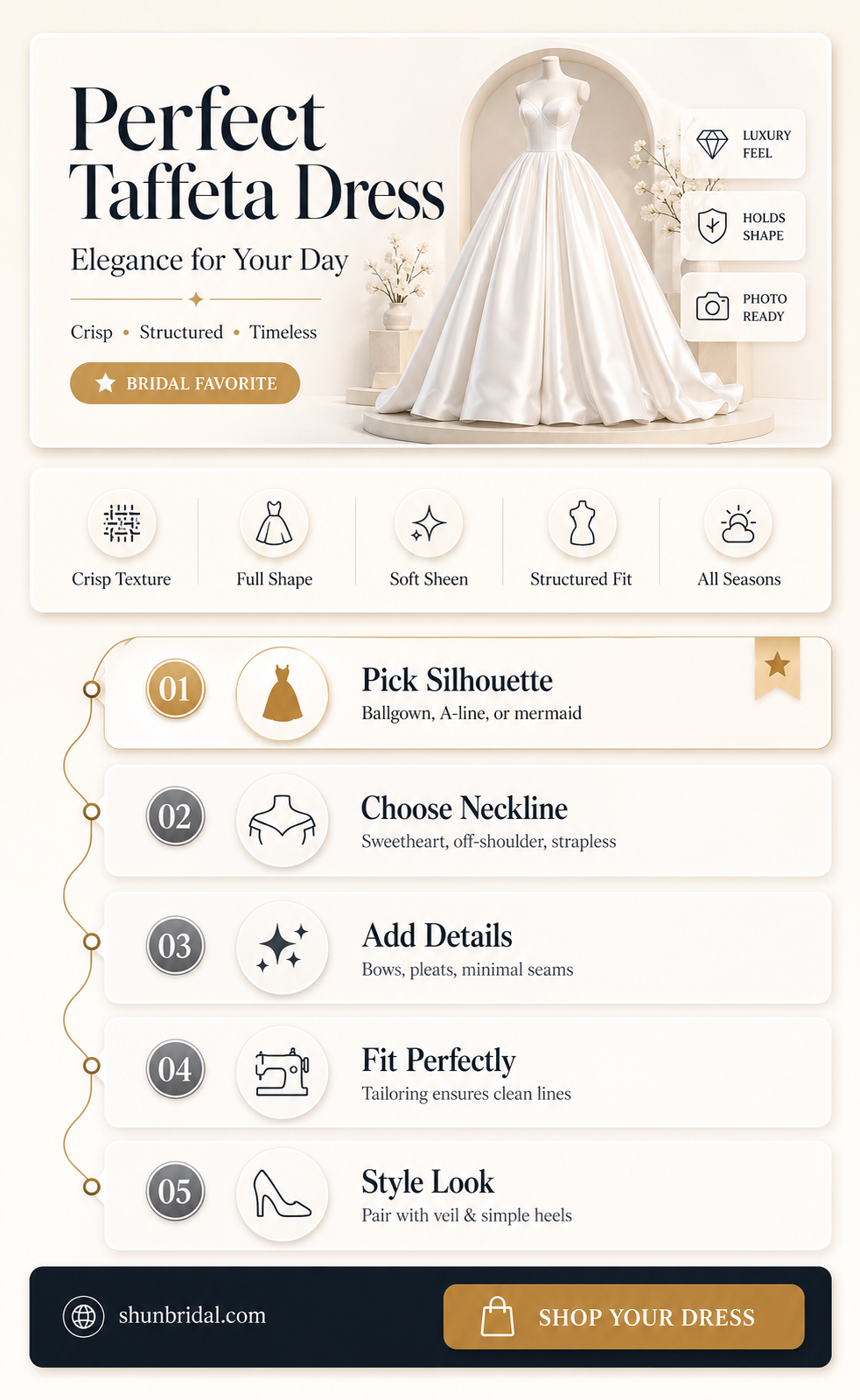 a-line sweep-brush train taffeta wedding dress