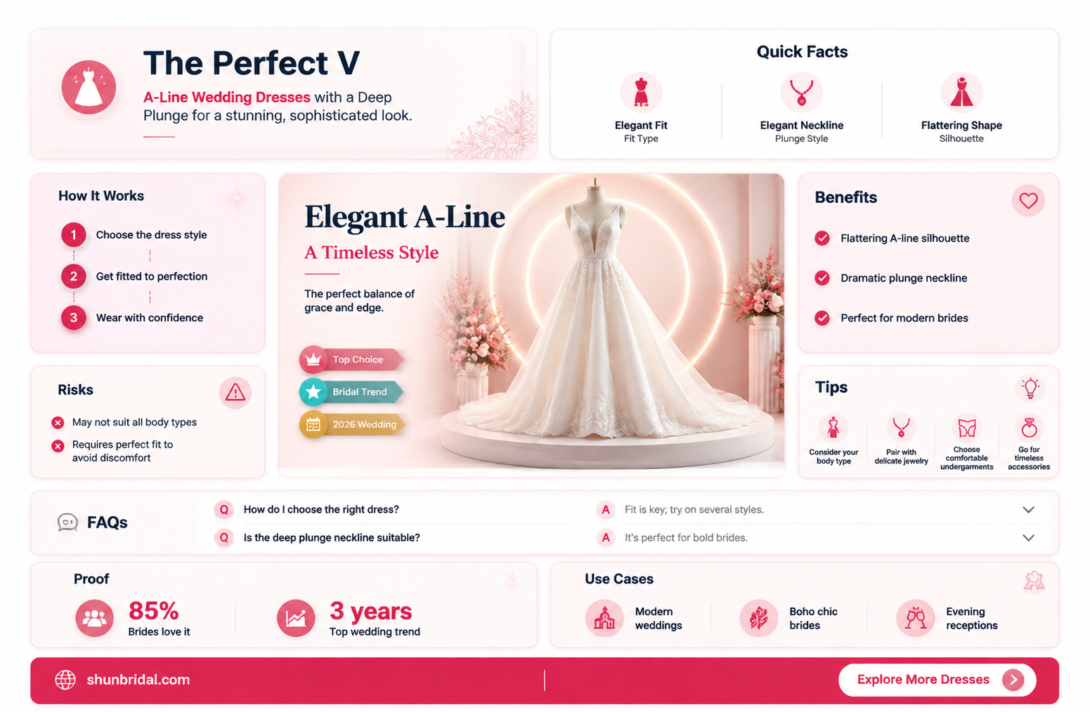 a-line wedding dress with deep v