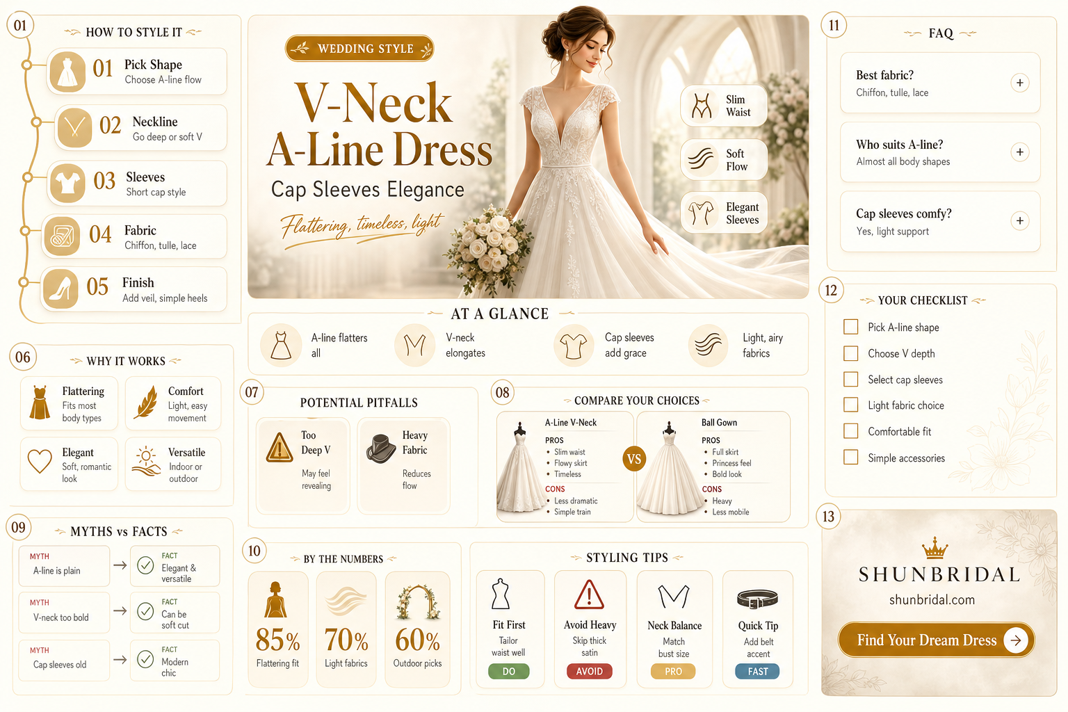 a-line wedding dress cap sleeve v-neck