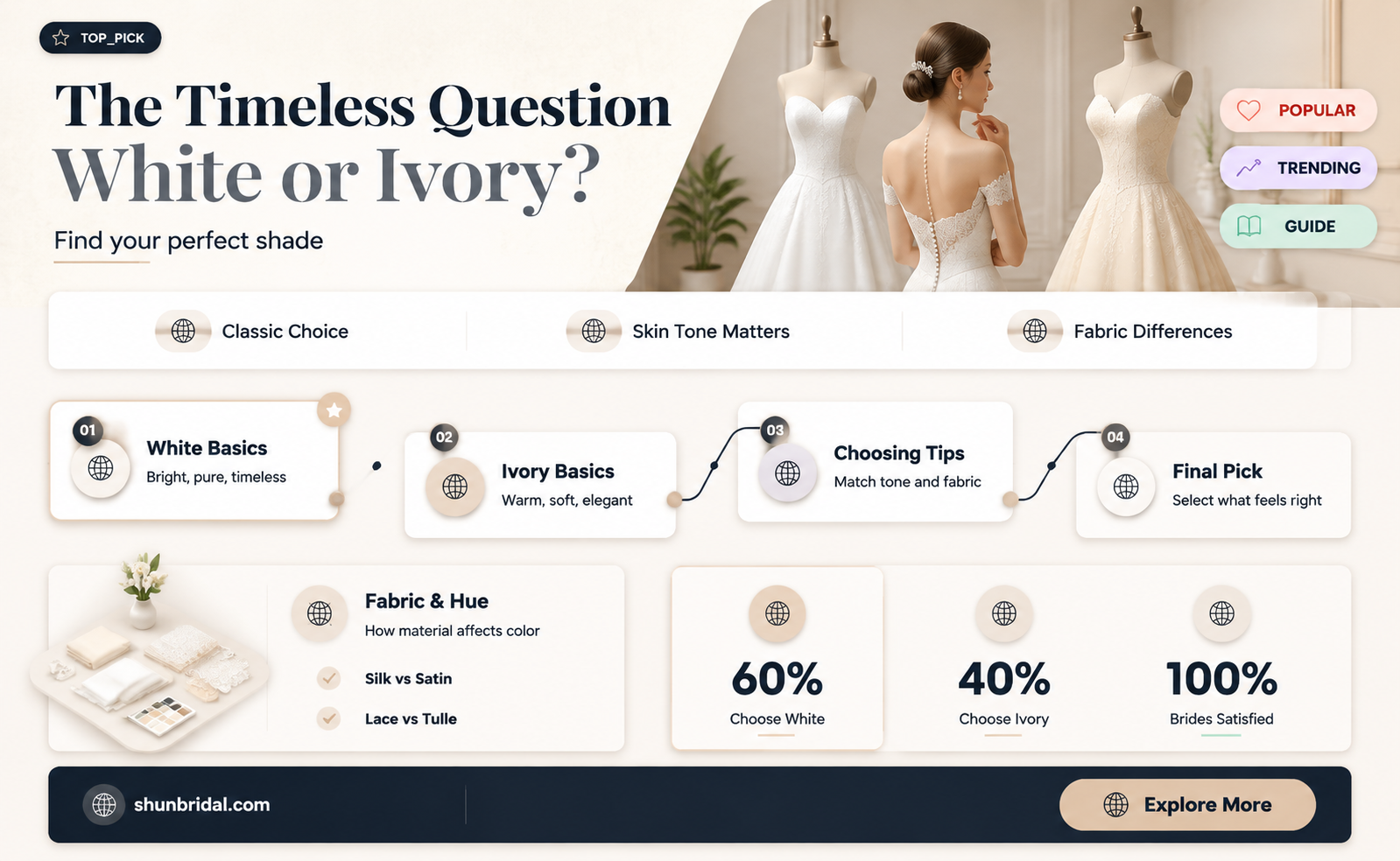 are most wedding dresses white or ivory
