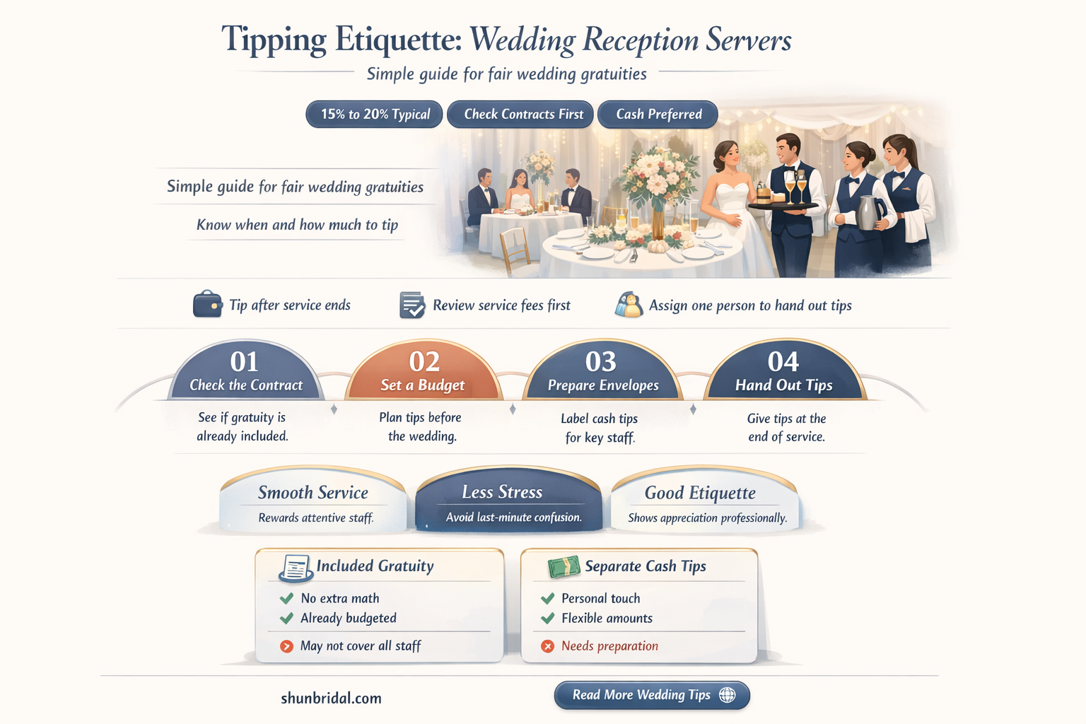 are servers tipped at a wedding reception