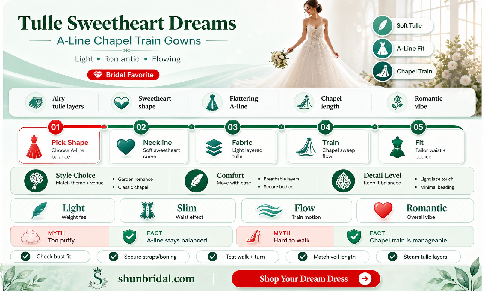 a-line sweetheart chapel train tulle wedding dresses