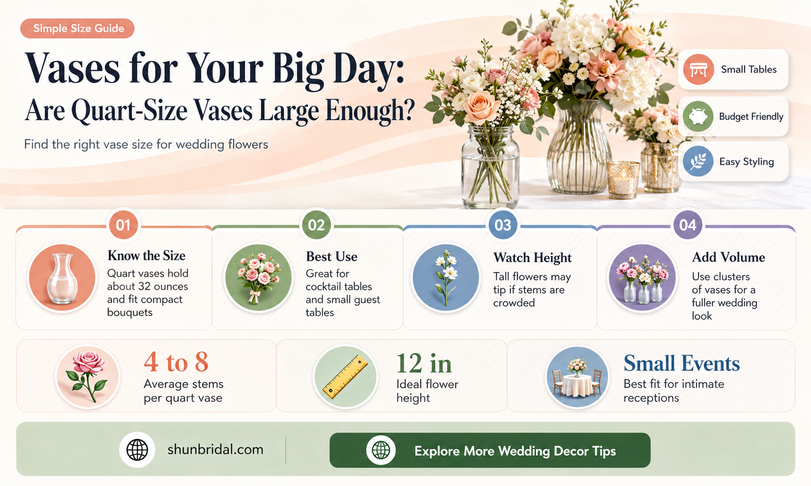 are quart size wedding vases large enough