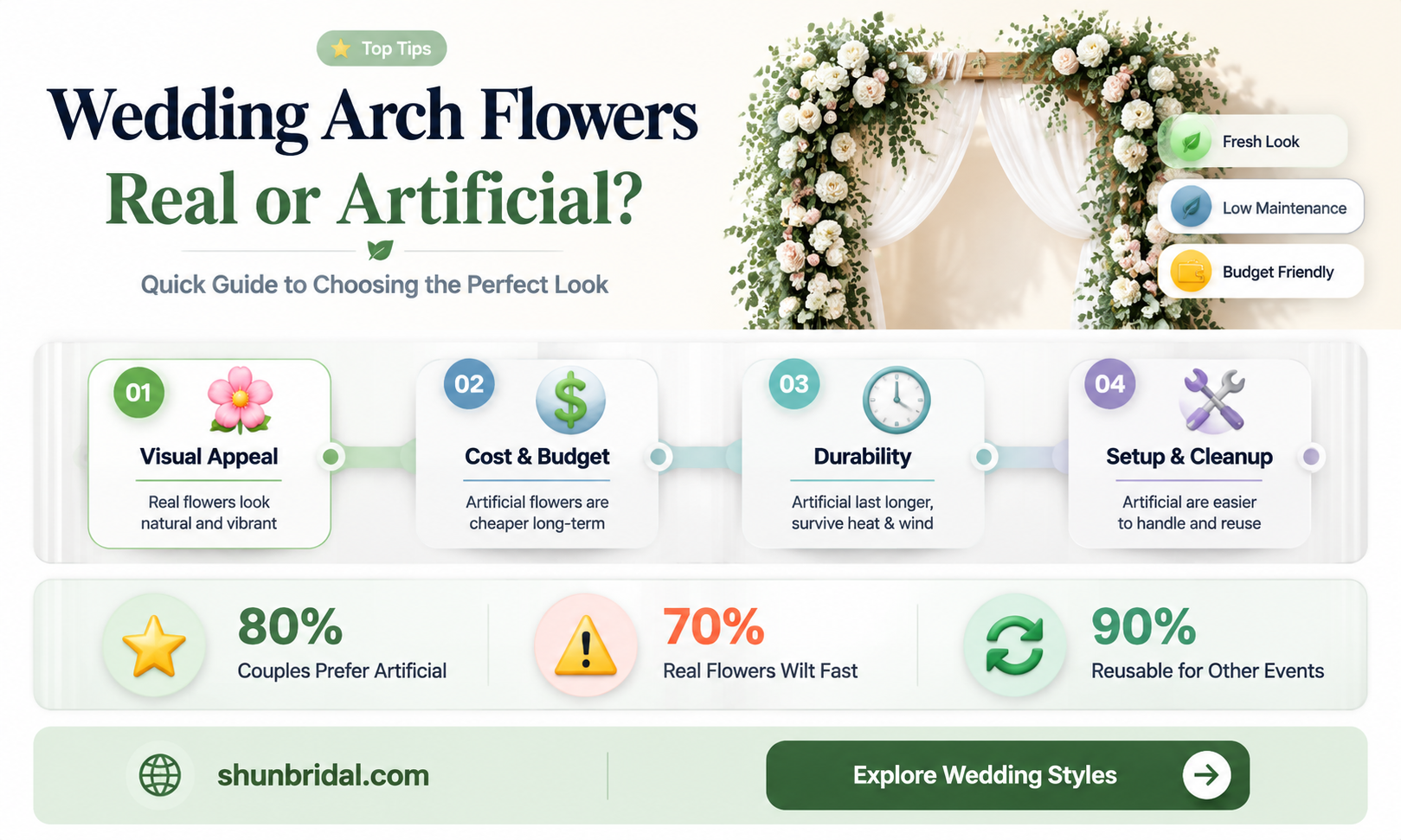 are flowers in wedding arch real
