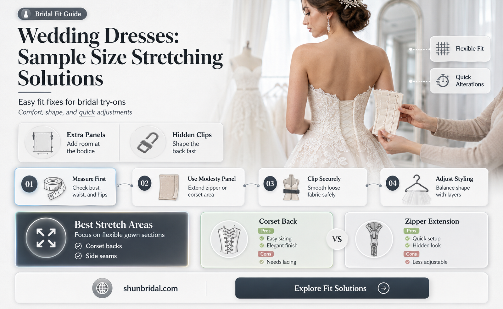 are sample size wedding dresses stretched out