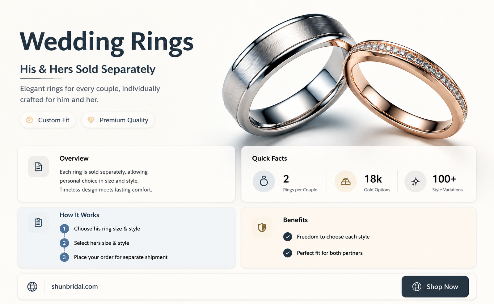 are men and woman wedding rings sold separately
