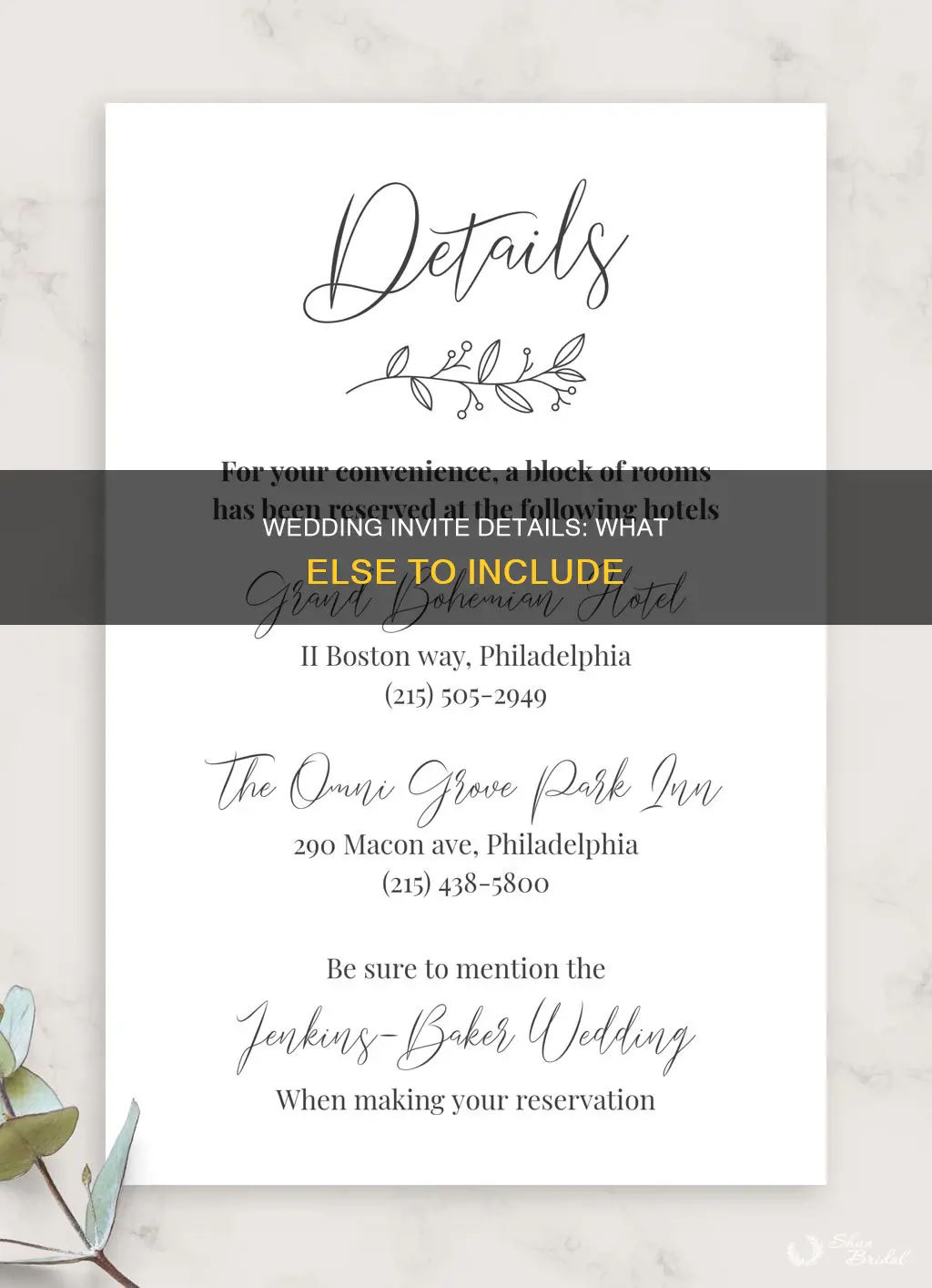 what additional information should I put on a wedding invite