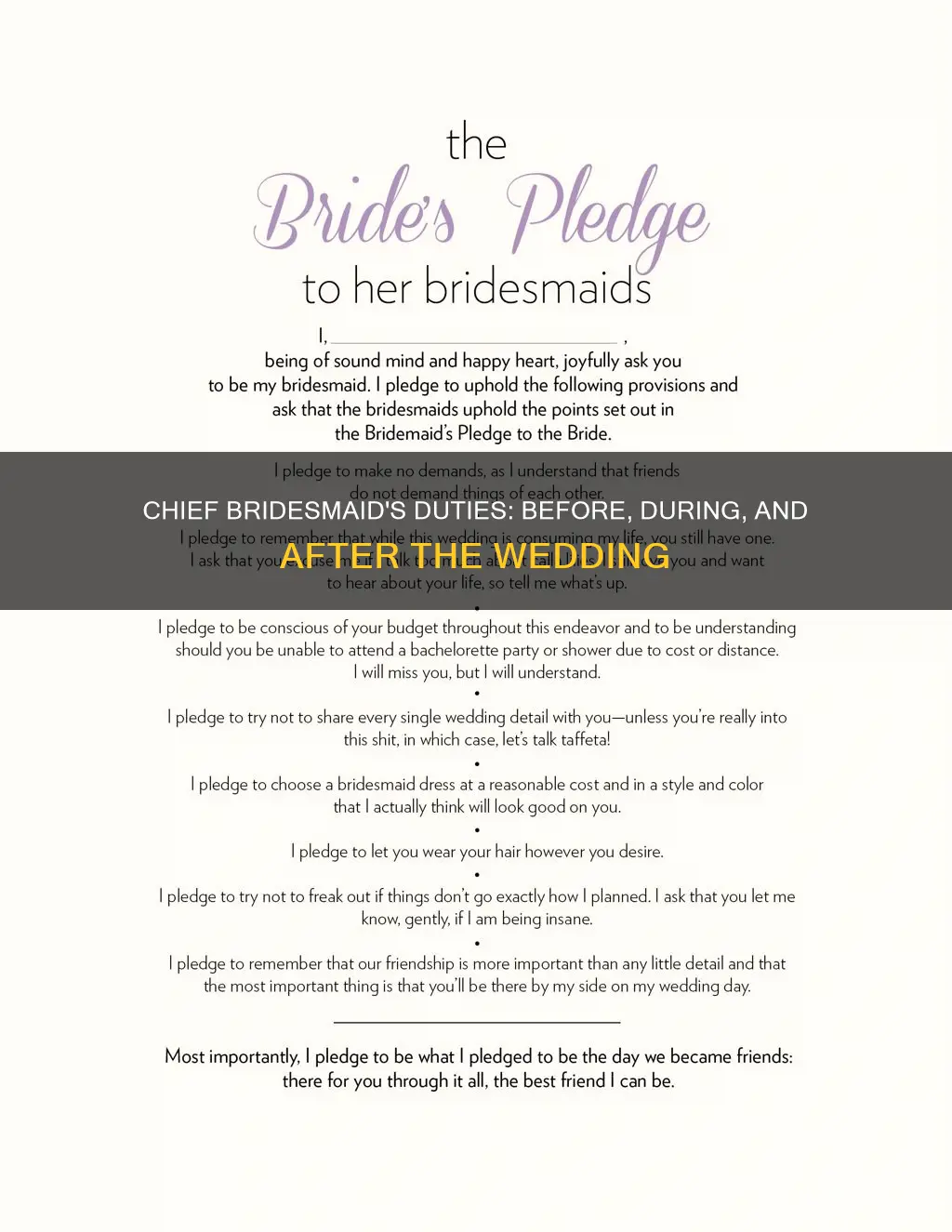 what are the chief bridesmaids duties