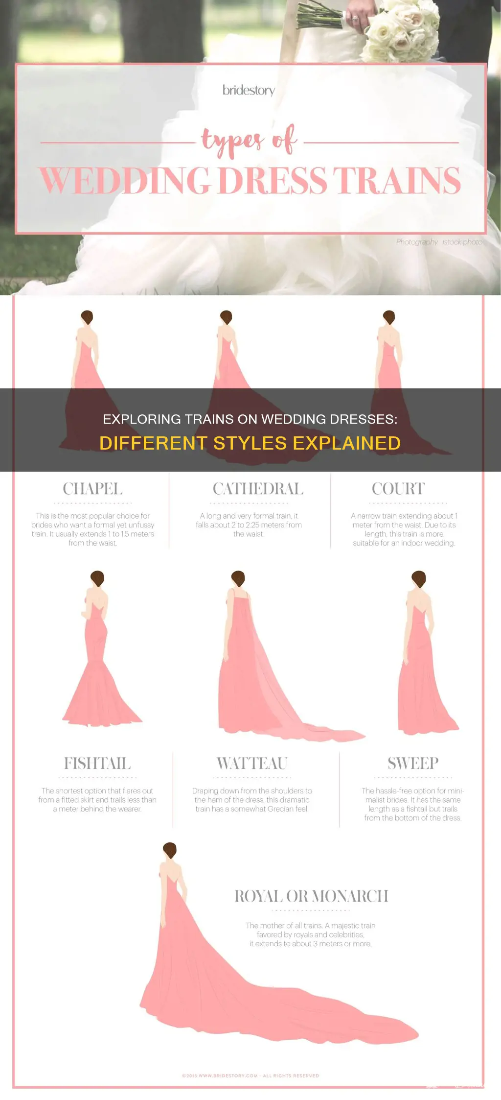 what are the different types of trains on wedding dresses