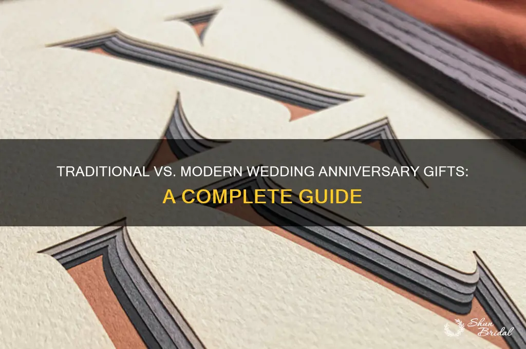 what are tradtional and modern wedding anniversary gifts