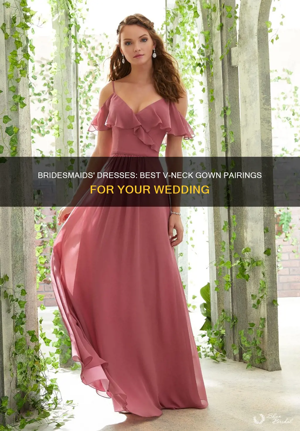 what bridesmaids dress looks best with vneck bridal gown