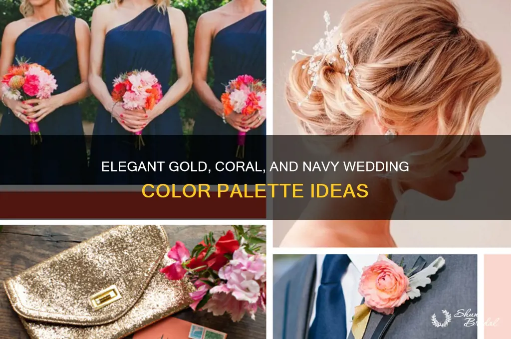 what color compliment a gold coral and navy wedding