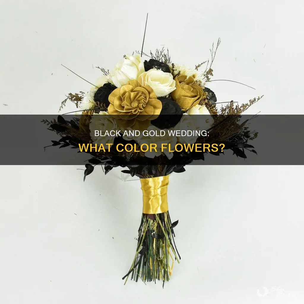 what color flowers for a black and gold wedding
