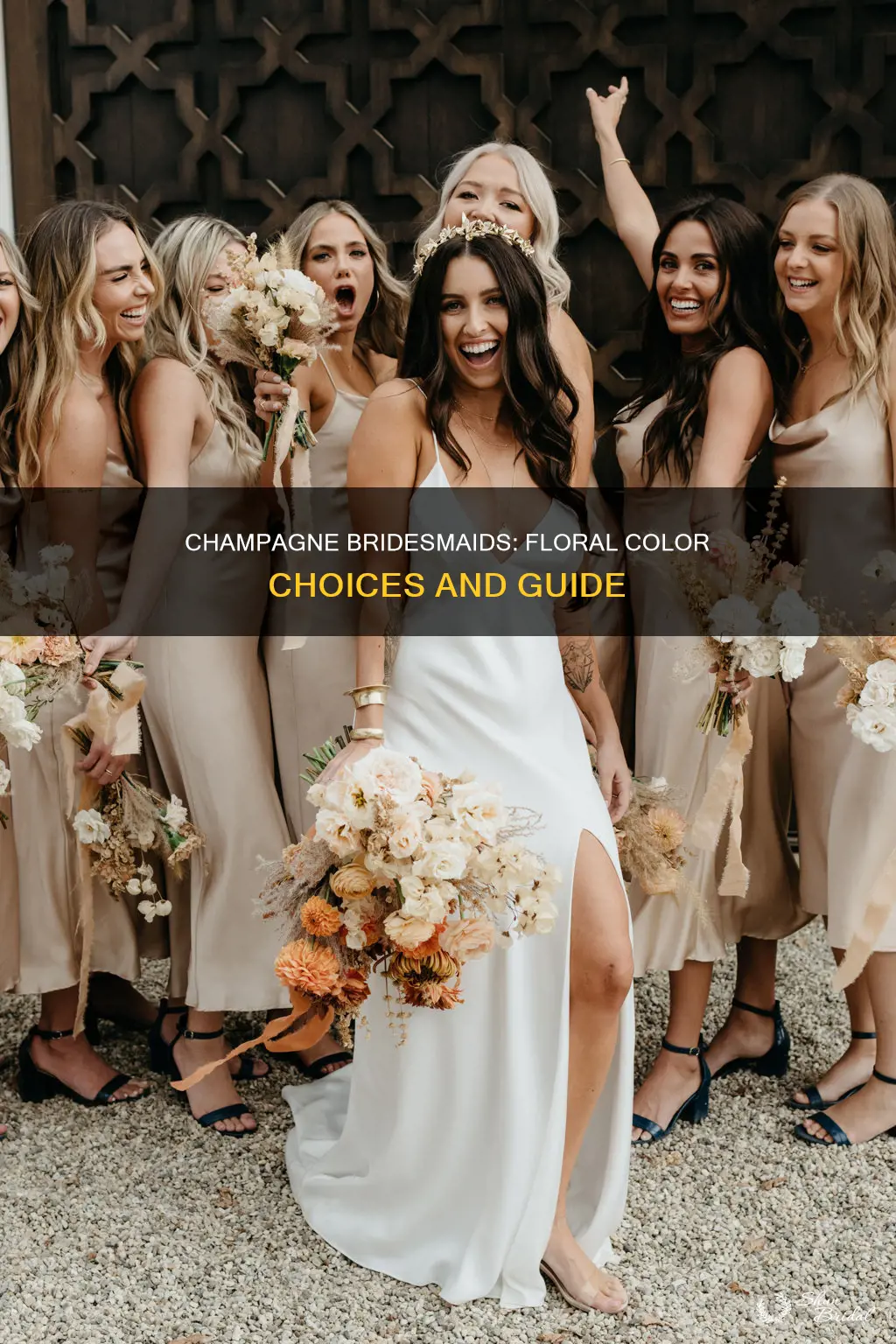 what color flowers with champagne bridesmaids dresses