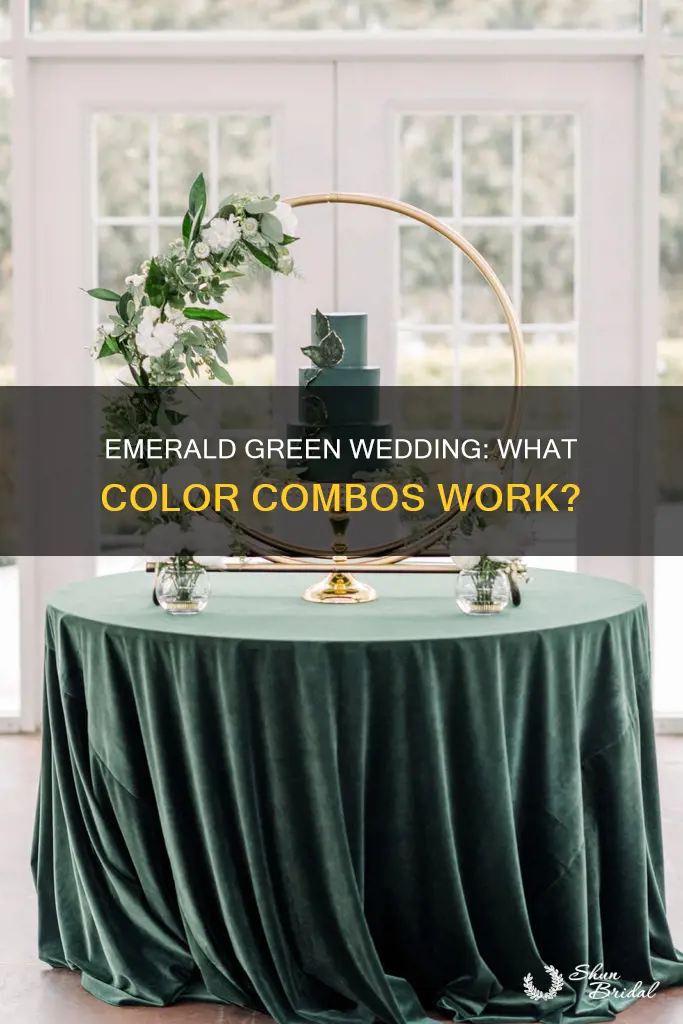 what color goes with emerald green dress for a wedding