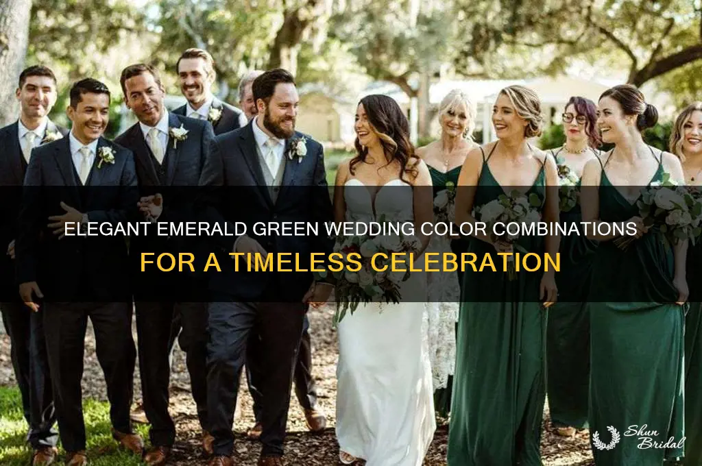 what color goes with emerald green for a wedding