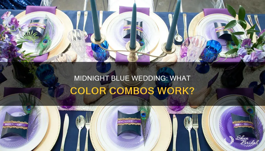 what color goes with midnight blue dress for wedding