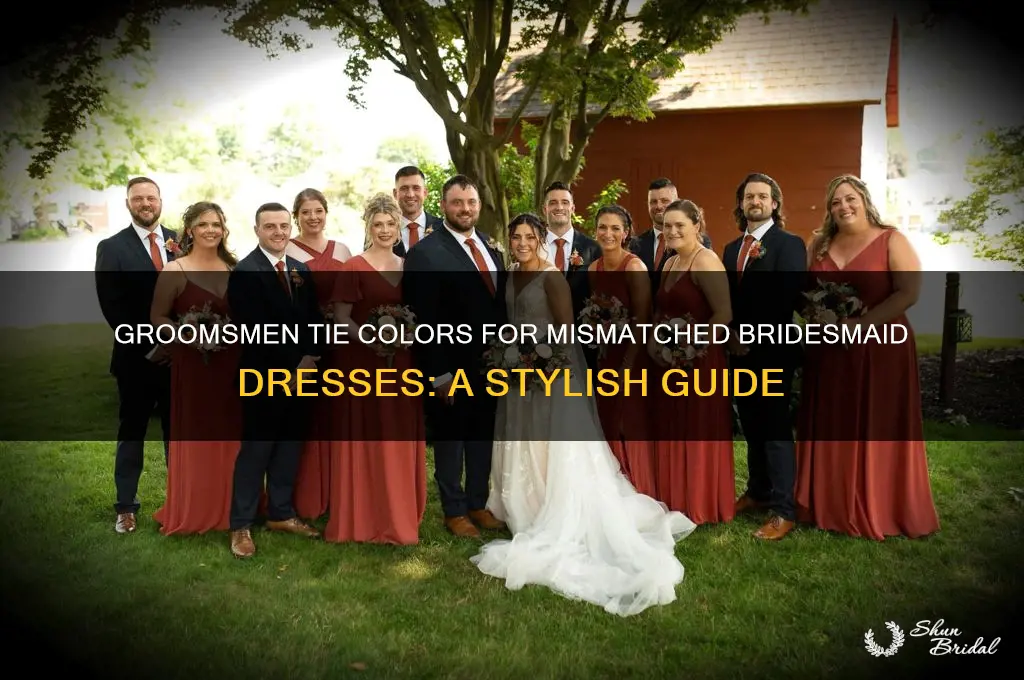 what color ties do groomsmen wear with mismatched bridesmaid dresses
