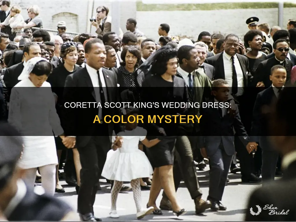 what color was coretta scott king wedding dress