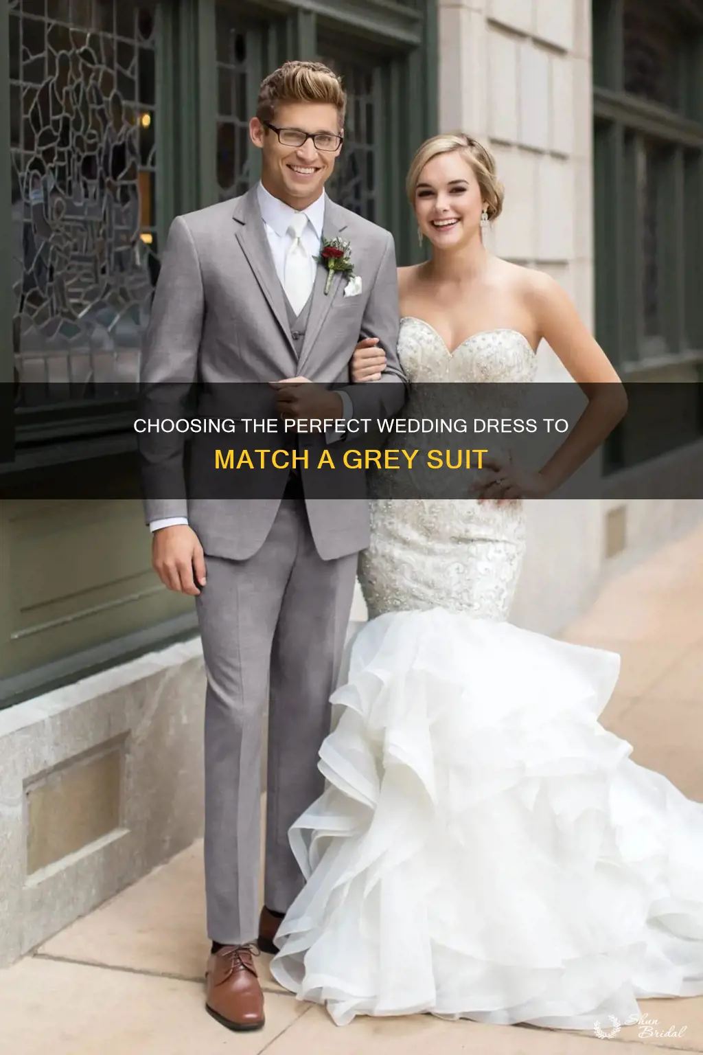 what color wedding dress match with grey suit