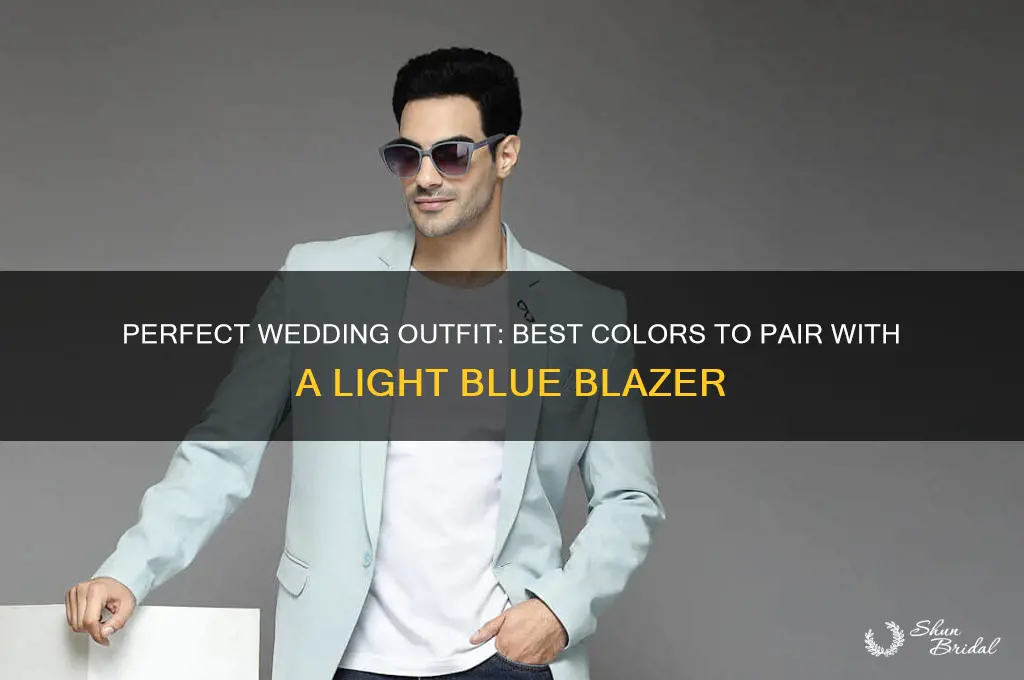what colors go with light blue blazer to wedding