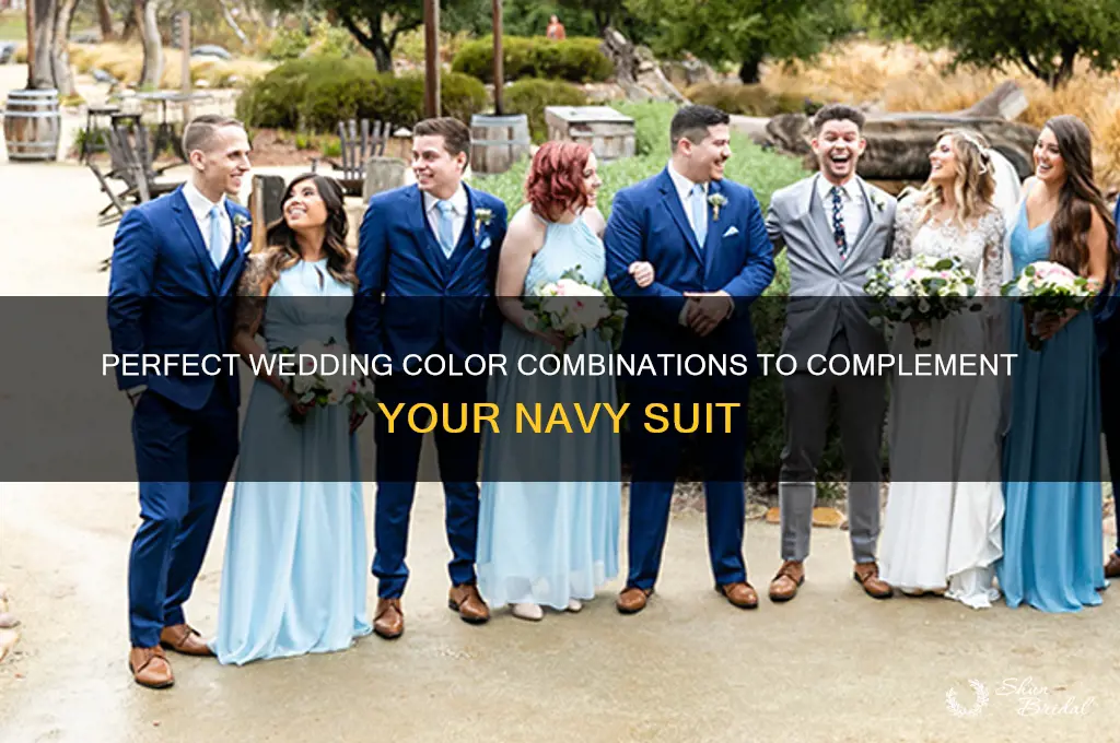 what colors go with navy suit for wedding
