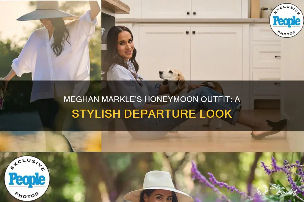 what did meghan wear when they left on their honeymoon