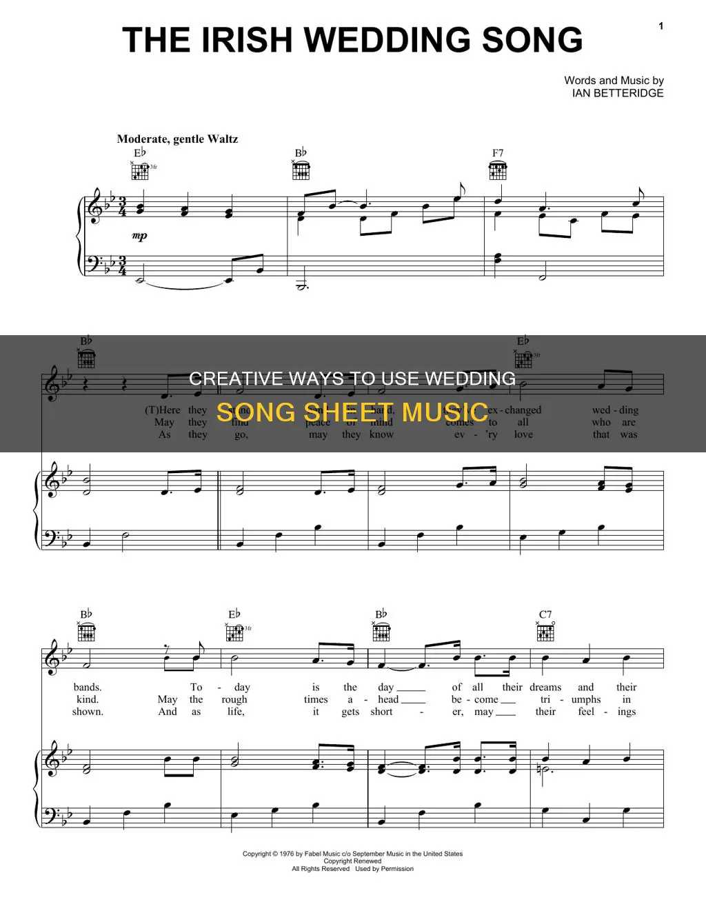 what do people do with wedding song sheet music