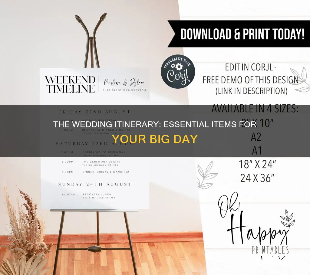 what do you need on your wedding itinerary