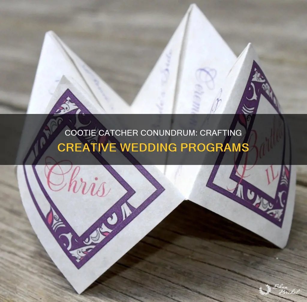 what do you write in a cootie catcher wedding program