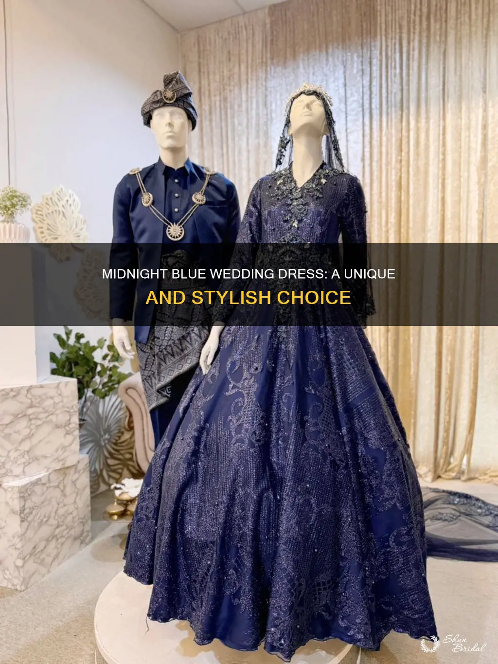 what does a midnight blue wedding dress look like