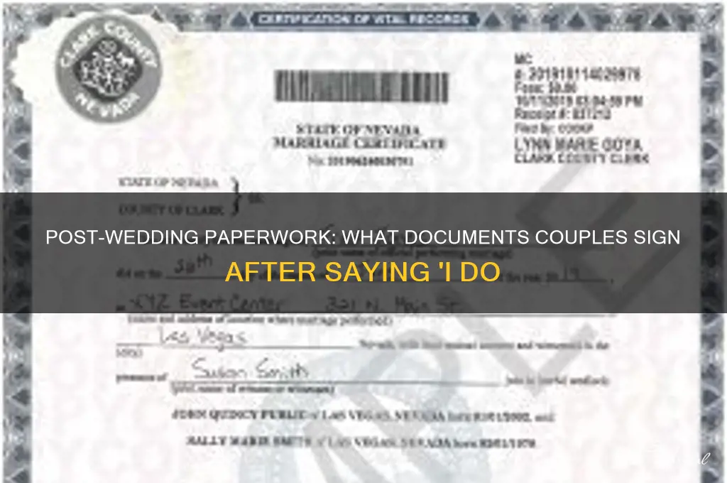 what does couple sign after wedding ceremony