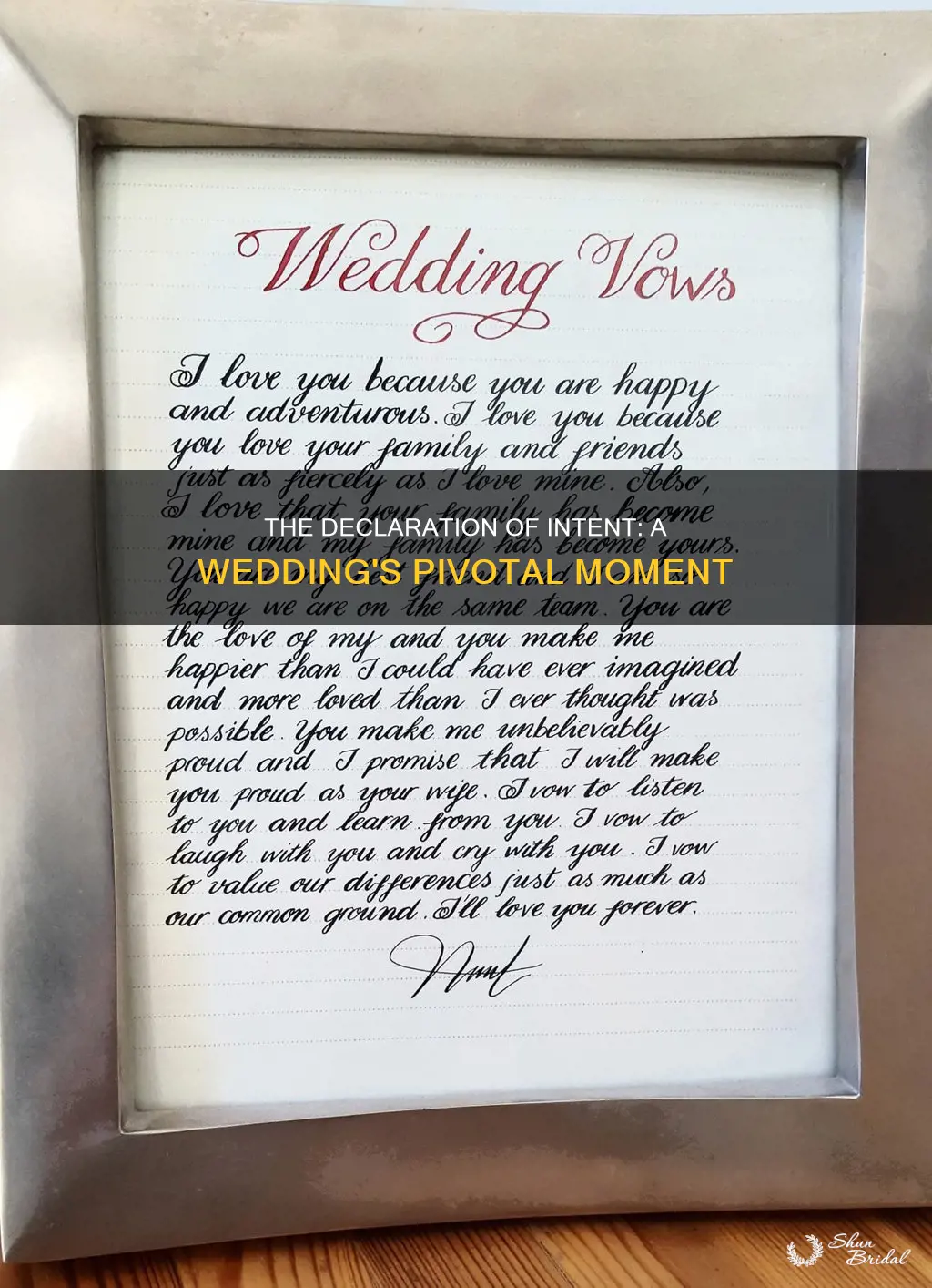 what does declaration of marriage mean in a wedding