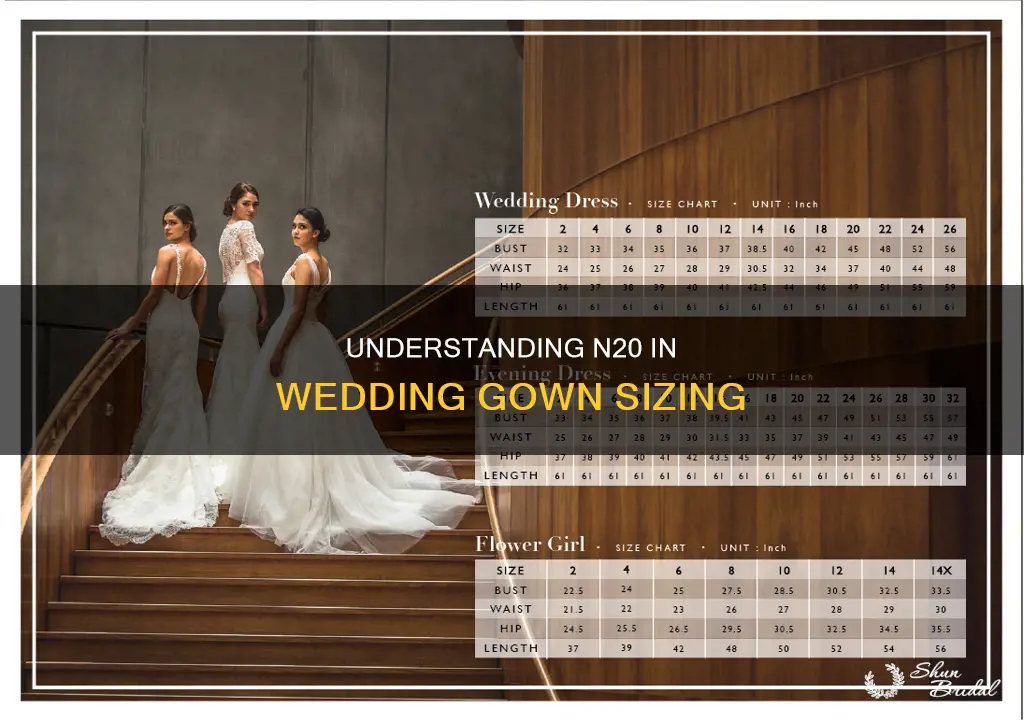 what does n20 mean in wedding gown sizes