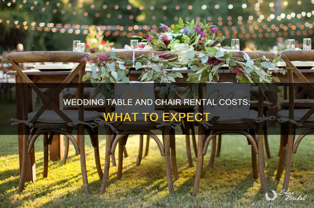 what does rental for tables and chairs cost for weddings