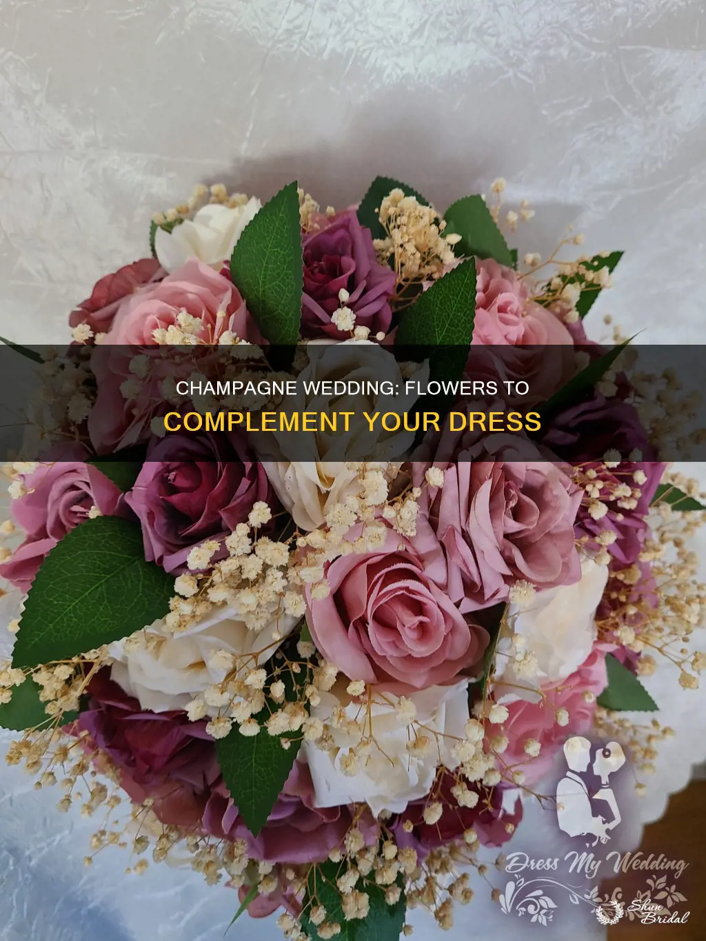 what flowers go with champagne wedding dress