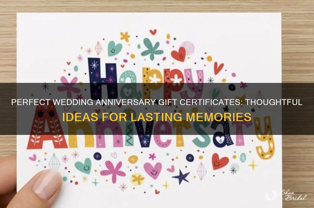 what gift certificate to give for a wedding anniversary