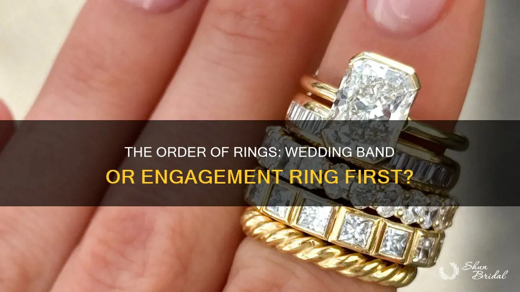 what goes on top the wedding band or engagement ring