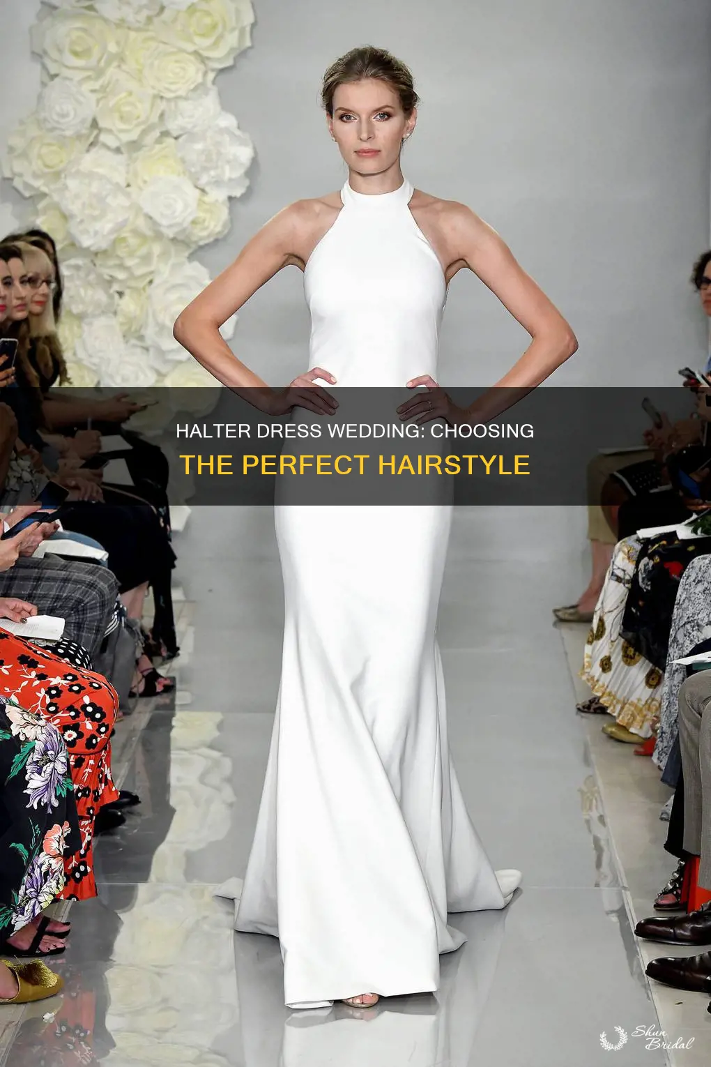 what hairstyle goes with a halter dress wedding