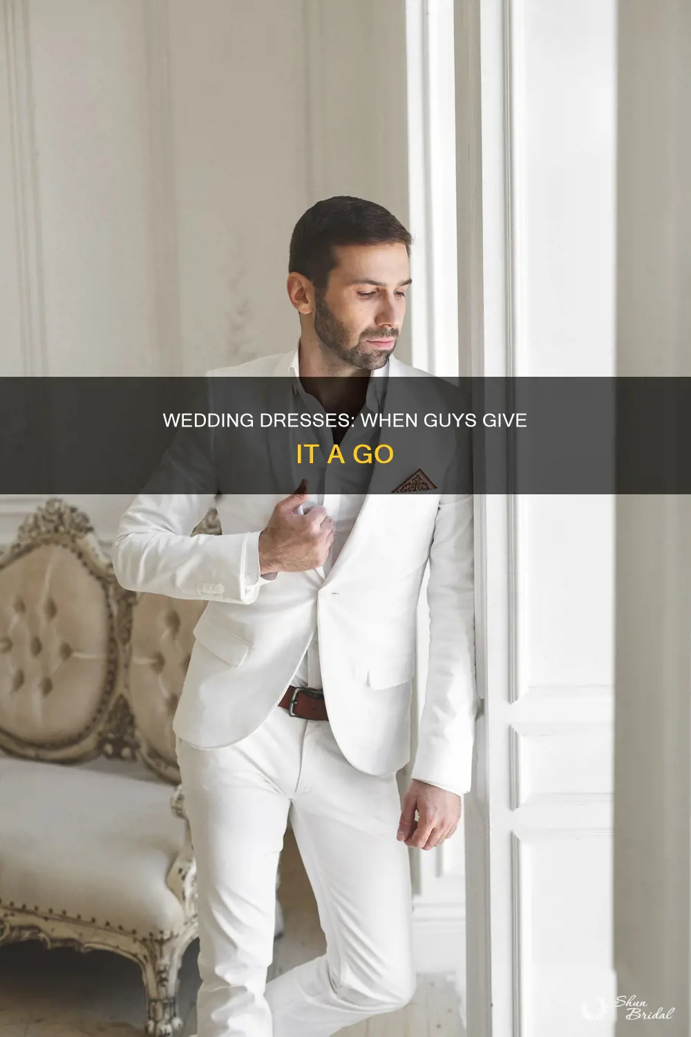 what happens when guys try on wedding dresses