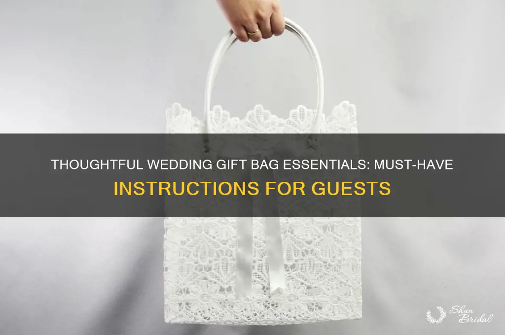 what instructions to include in a wedding gift bag