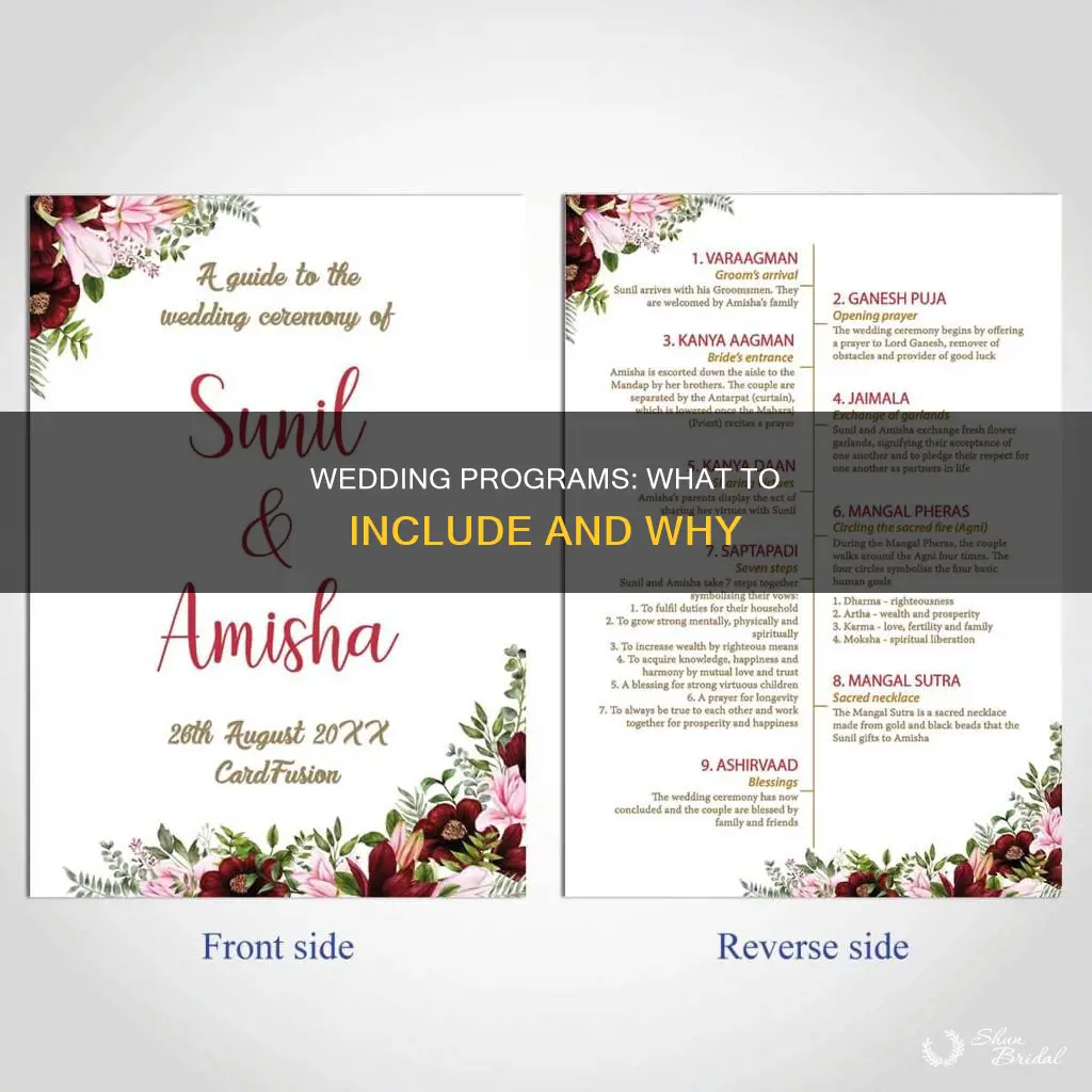 what is put on a wedding program
