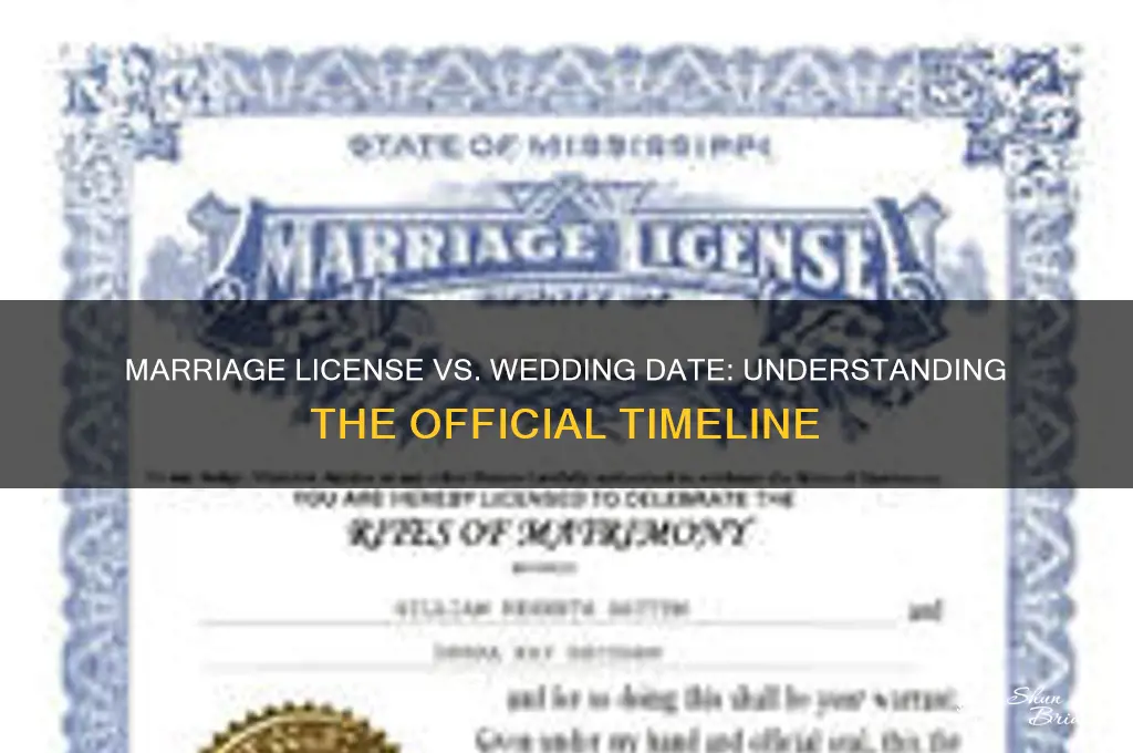 what is the official date of marriage license or wedding