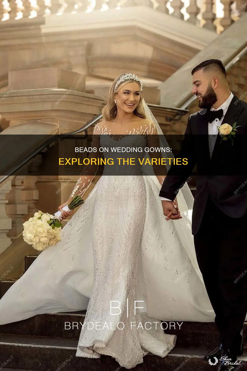 what kind of beads are used on wedding gowns