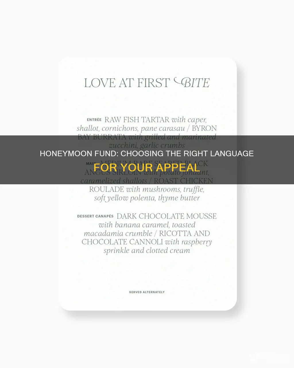 what language can I use on a honeymoon fund
