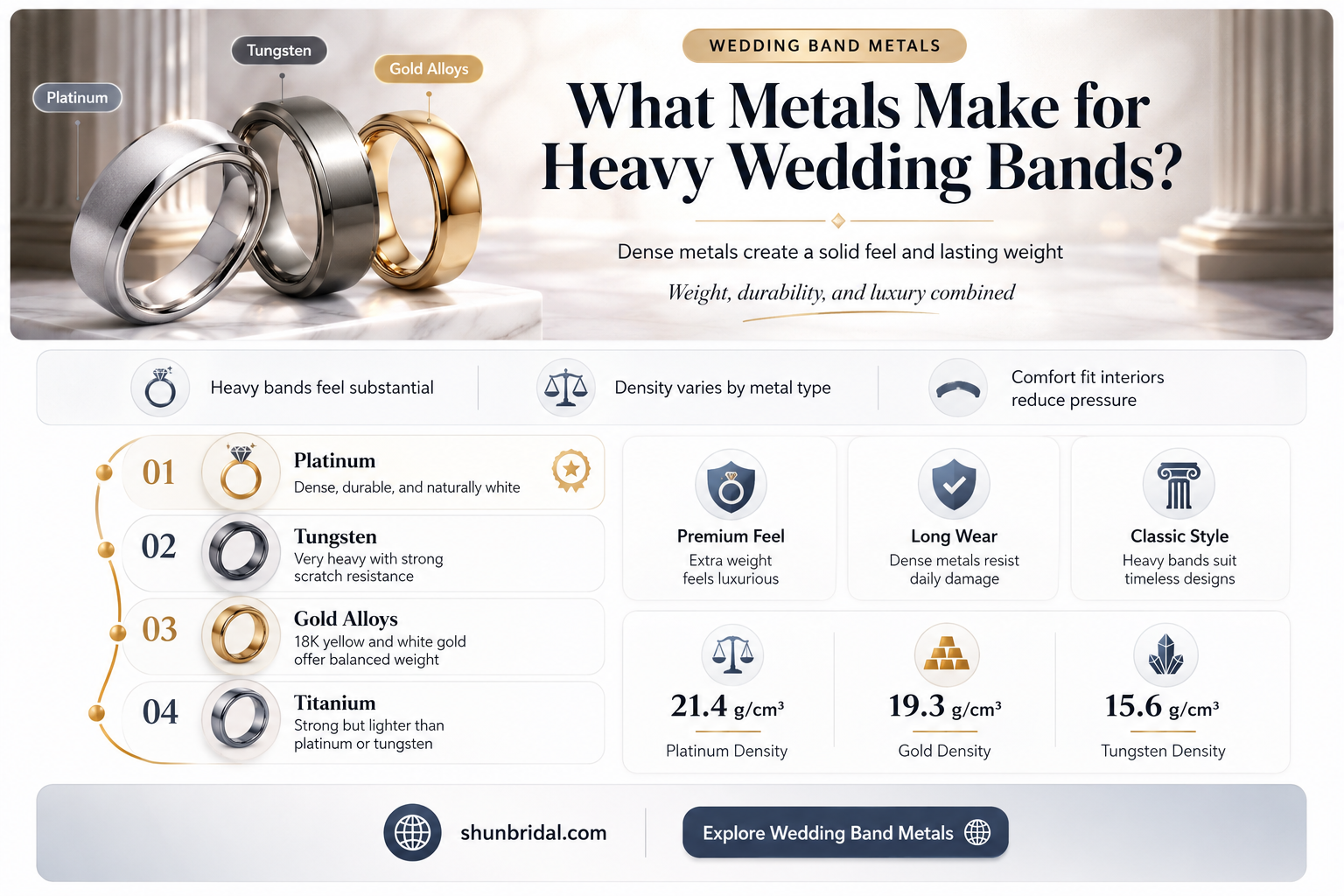 are some wedding bandmetals heavier than others