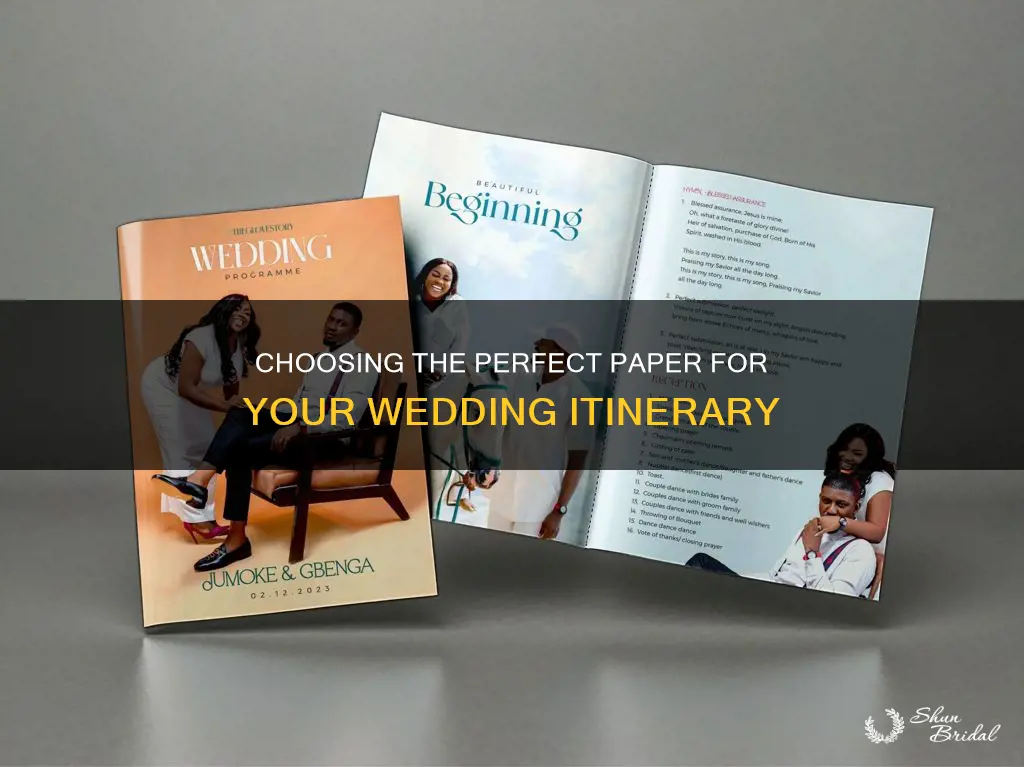 what paper to use for itenerary for wedding