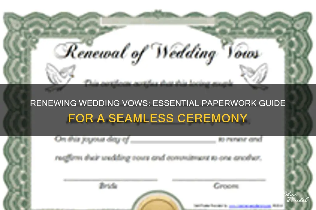 what paperwork do i need to renew my wedding vows
